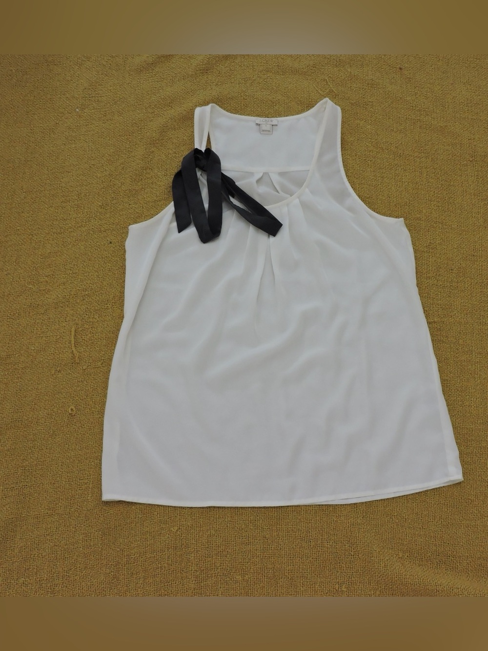 J.Crew White Sleeveless Bow Accent Blouse Top